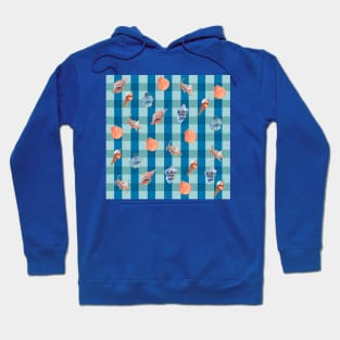 Deep Blue Seashell Plaid Hoodie